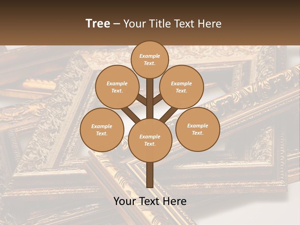 A Group Of Gold Framed Pictures On A White Surface PowerPoint Template