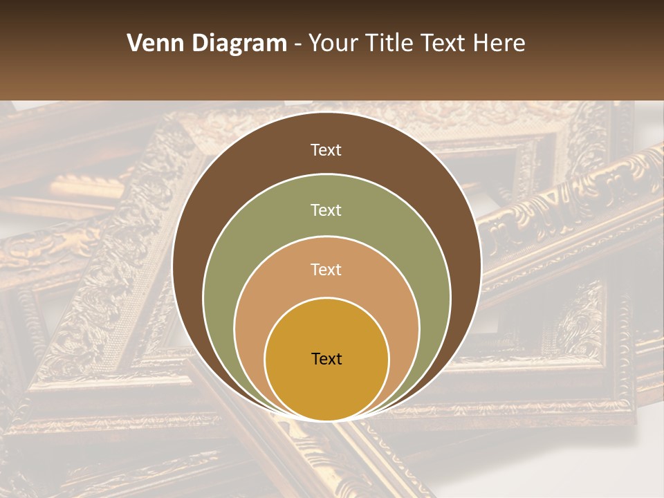 A Group Of Gold Framed Pictures On A White Surface PowerPoint Template