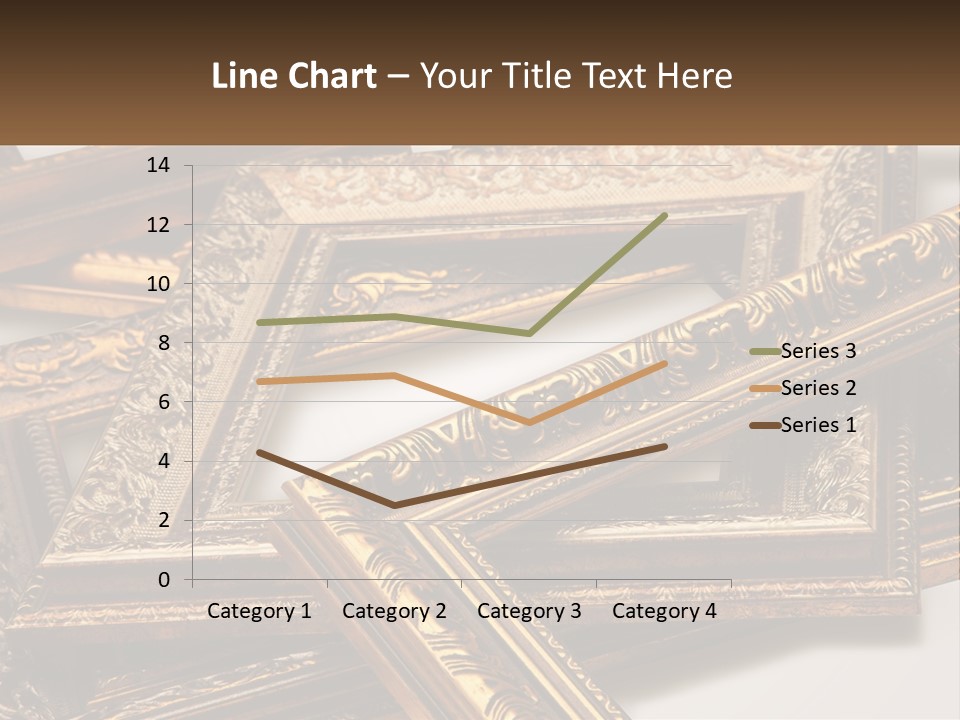 A Group Of Gold Framed Pictures On A White Surface PowerPoint Template