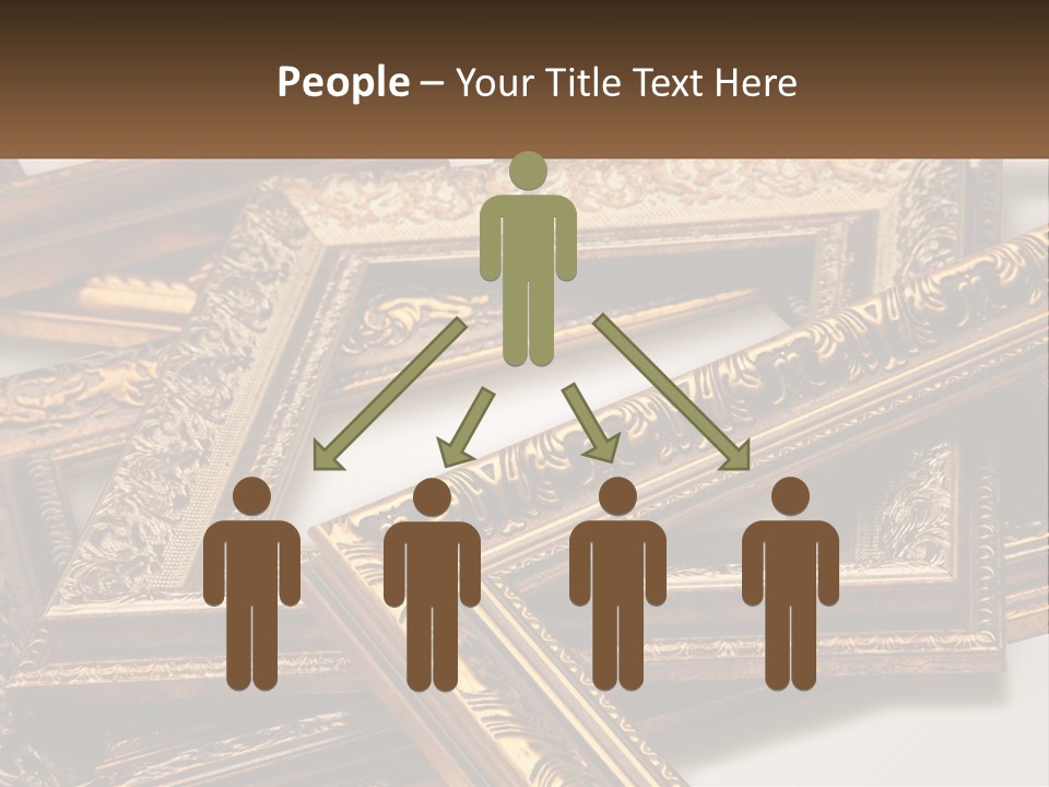 A Group Of Gold Framed Pictures On A White Surface PowerPoint Template
