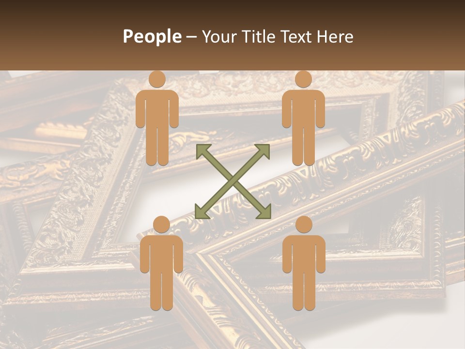 A Group Of Gold Framed Pictures On A White Surface PowerPoint Template
