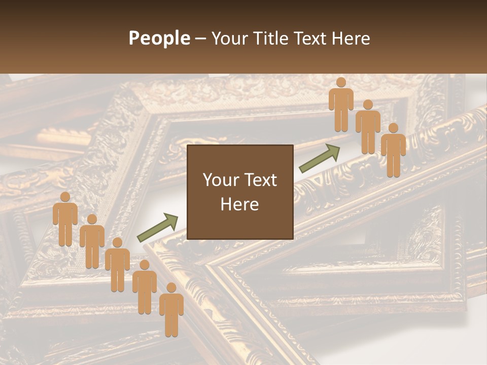 A Group Of Gold Framed Pictures On A White Surface PowerPoint Template