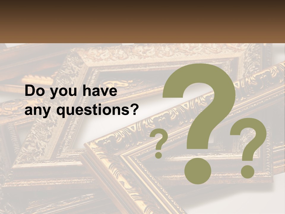 A Group Of Gold Framed Pictures On A White Surface PowerPoint Template