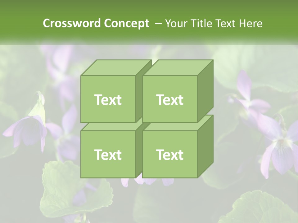 A Group Of Purple Flowers With Green Leaves PowerPoint Template