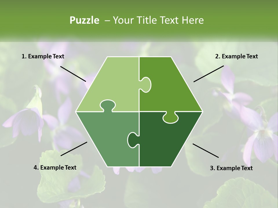 A Group Of Purple Flowers With Green Leaves PowerPoint Template