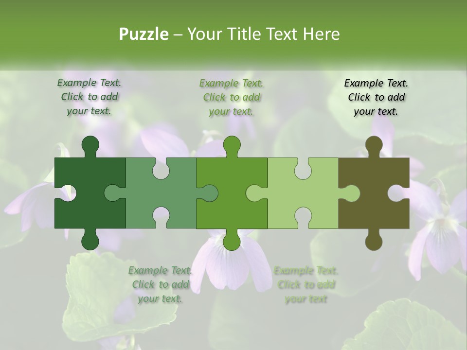 A Group Of Purple Flowers With Green Leaves PowerPoint Template
