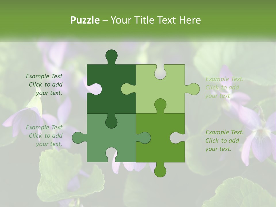 A Group Of Purple Flowers With Green Leaves PowerPoint Template