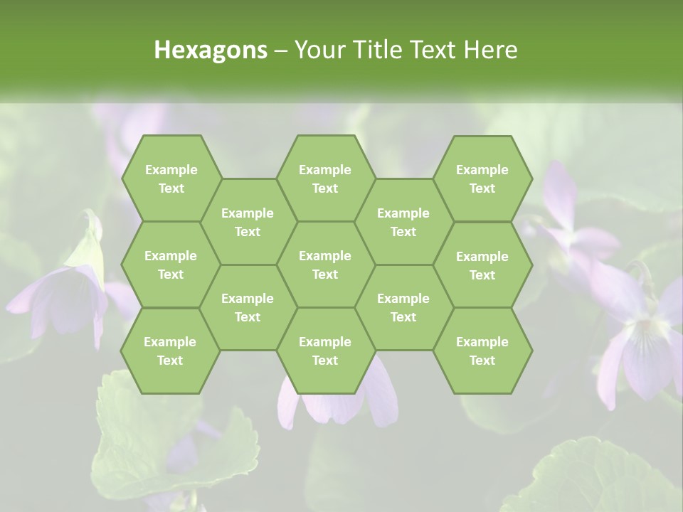 A Group Of Purple Flowers With Green Leaves PowerPoint Template