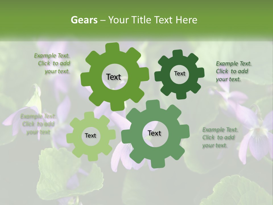 A Group Of Purple Flowers With Green Leaves PowerPoint Template