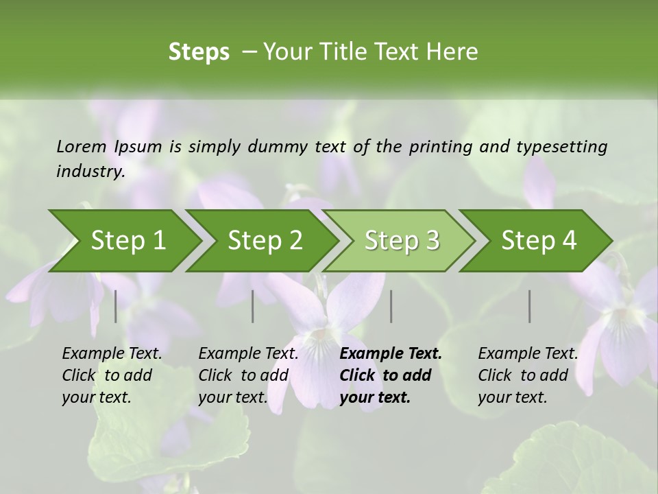 A Group Of Purple Flowers With Green Leaves PowerPoint Template