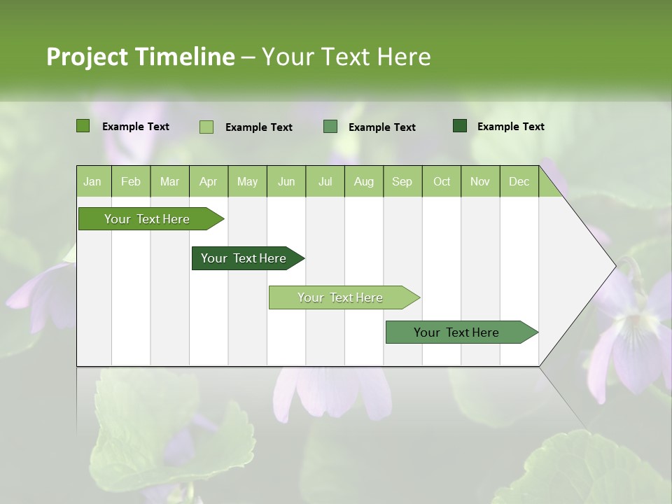 A Group Of Purple Flowers With Green Leaves PowerPoint Template