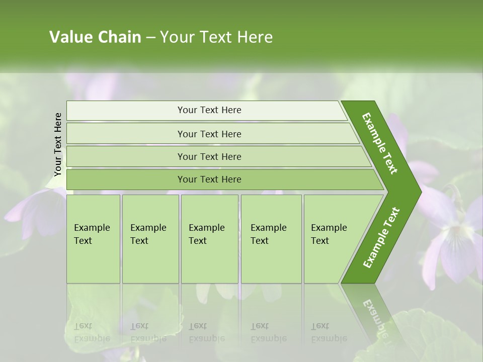 A Group Of Purple Flowers With Green Leaves PowerPoint Template