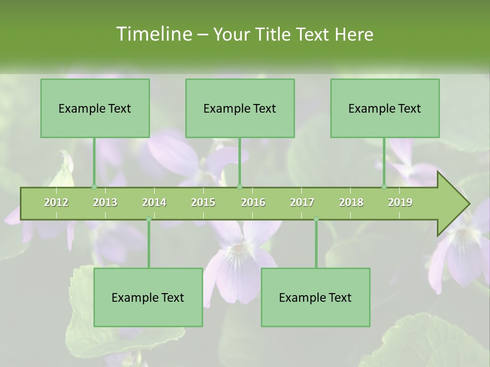 A Group Of Purple Flowers With Green Leaves PowerPoint Template