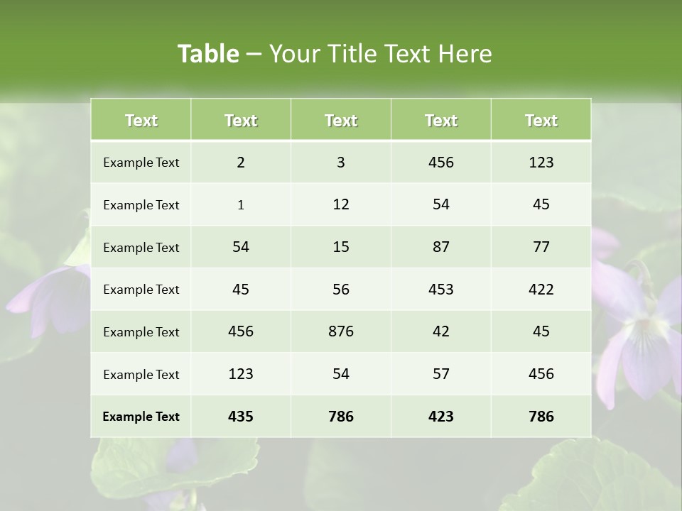 A Group Of Purple Flowers With Green Leaves PowerPoint Template
