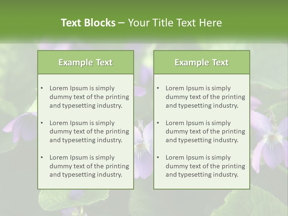 A Group Of Purple Flowers With Green Leaves PowerPoint Template
