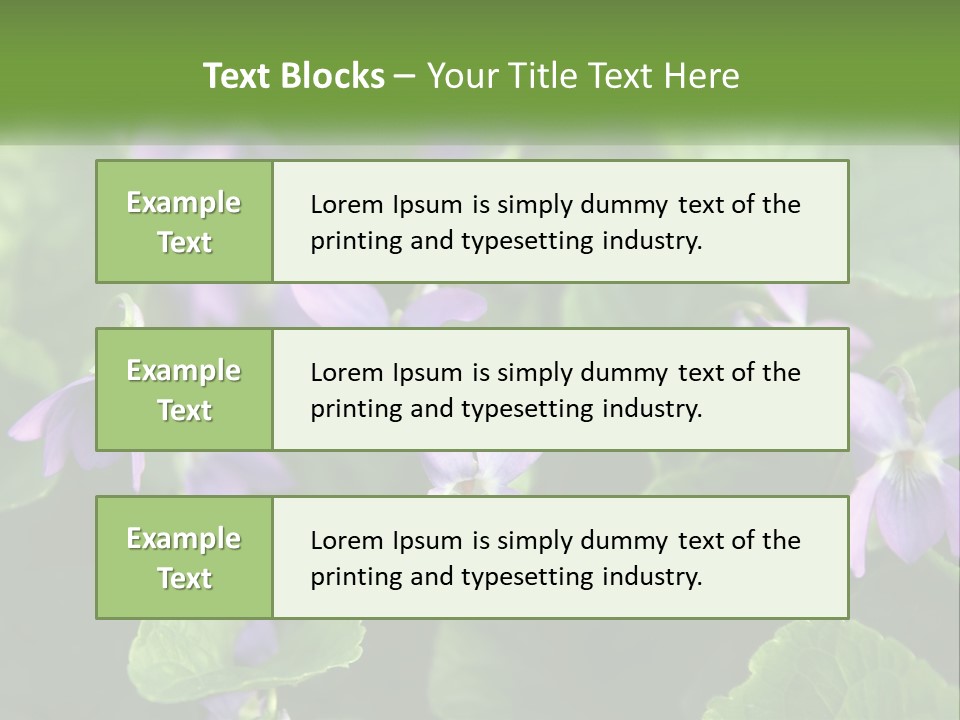 A Group Of Purple Flowers With Green Leaves PowerPoint Template