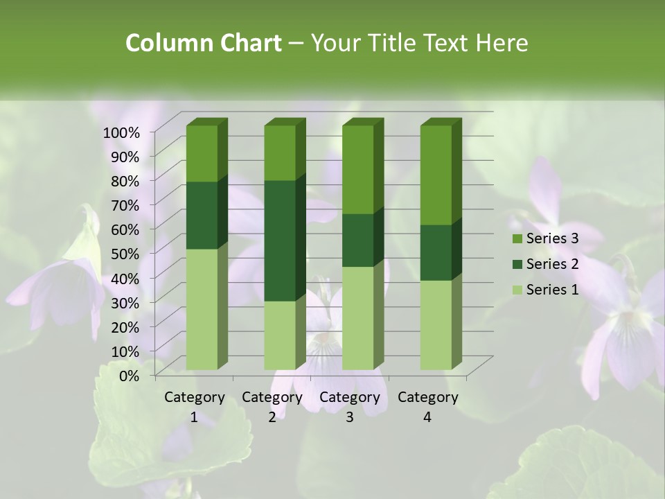 A Group Of Purple Flowers With Green Leaves PowerPoint Template