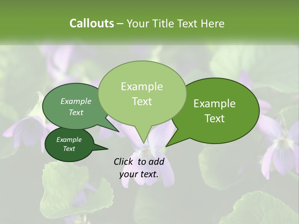 A Group Of Purple Flowers With Green Leaves PowerPoint Template