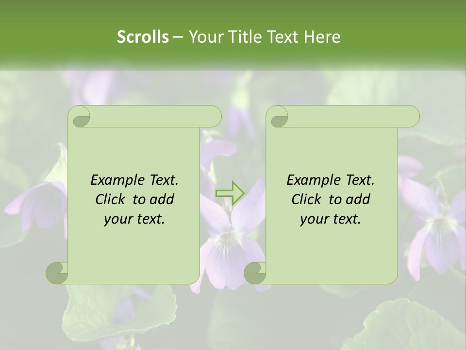A Group Of Purple Flowers With Green Leaves PowerPoint Template