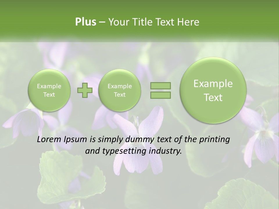 A Group Of Purple Flowers With Green Leaves PowerPoint Template