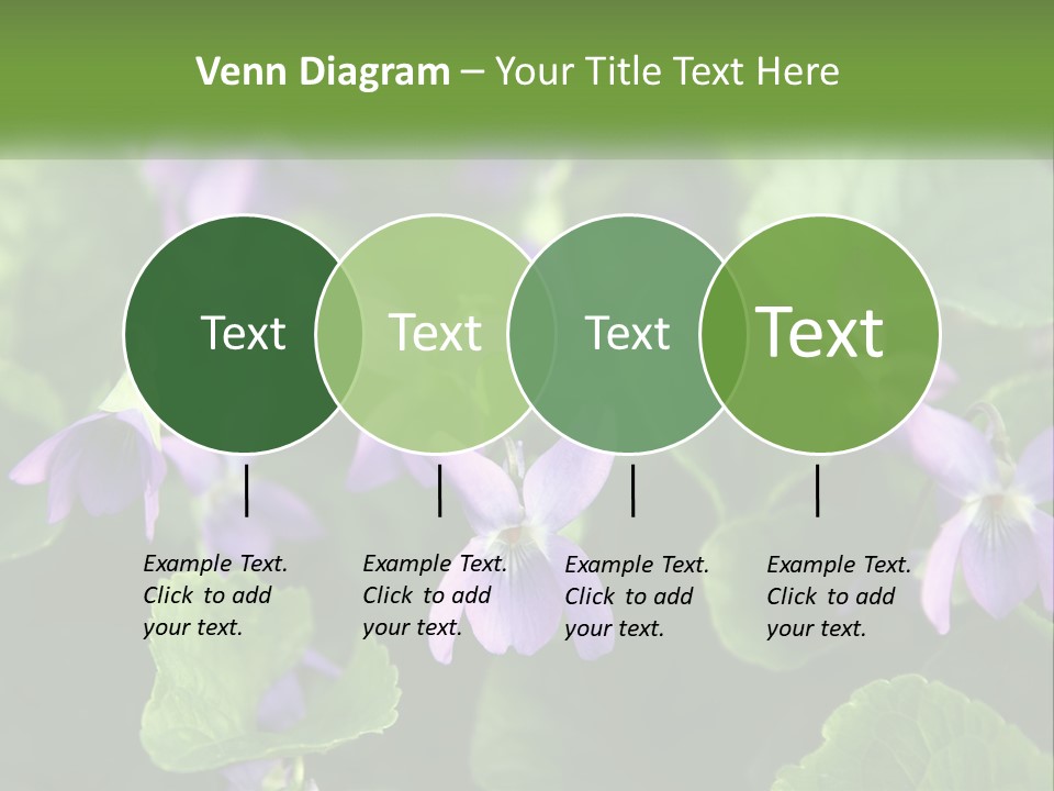 A Group Of Purple Flowers With Green Leaves PowerPoint Template