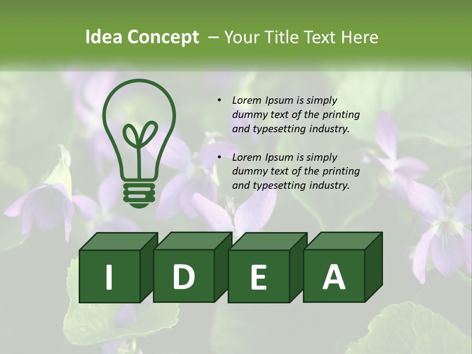 A Group Of Purple Flowers With Green Leaves PowerPoint Template