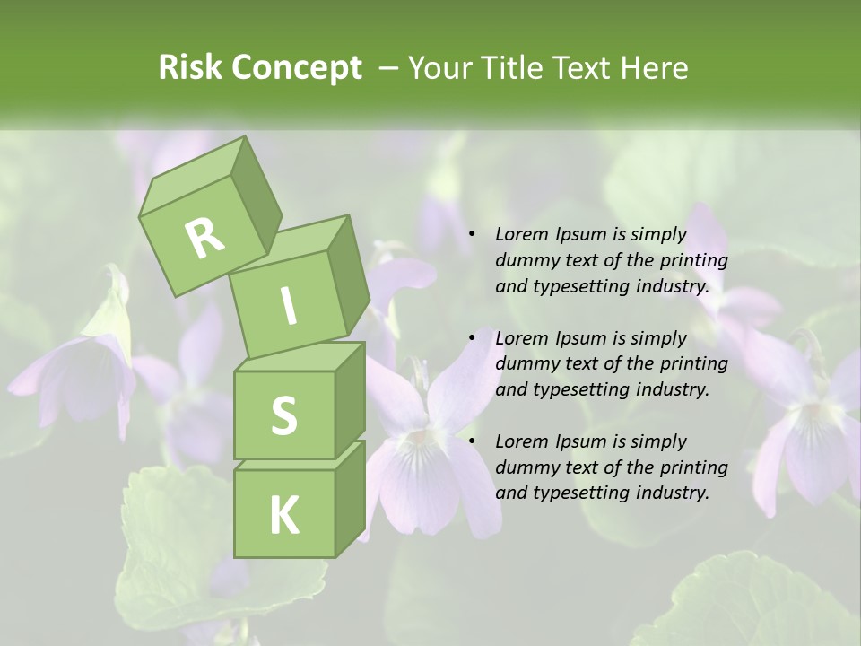 A Group Of Purple Flowers With Green Leaves PowerPoint Template