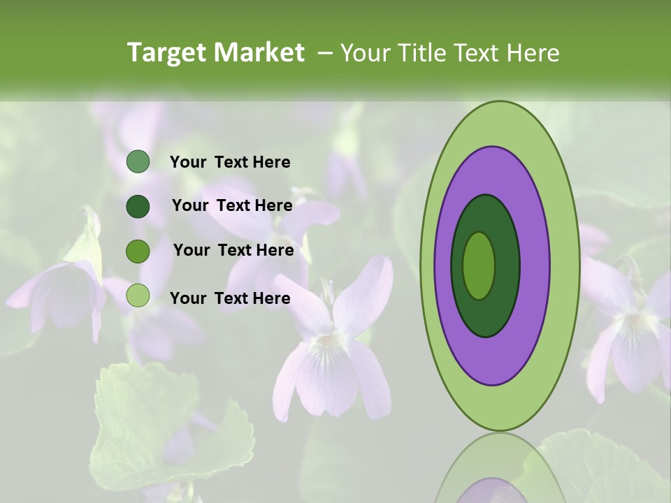 A Group Of Purple Flowers With Green Leaves PowerPoint Template