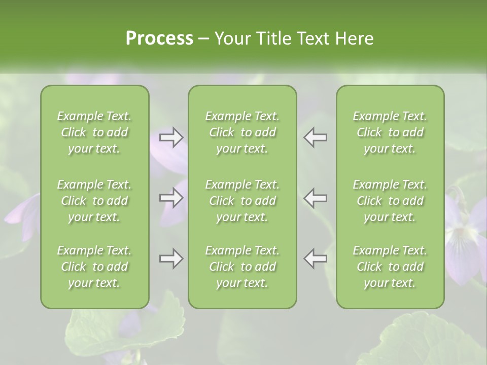 A Group Of Purple Flowers With Green Leaves PowerPoint Template