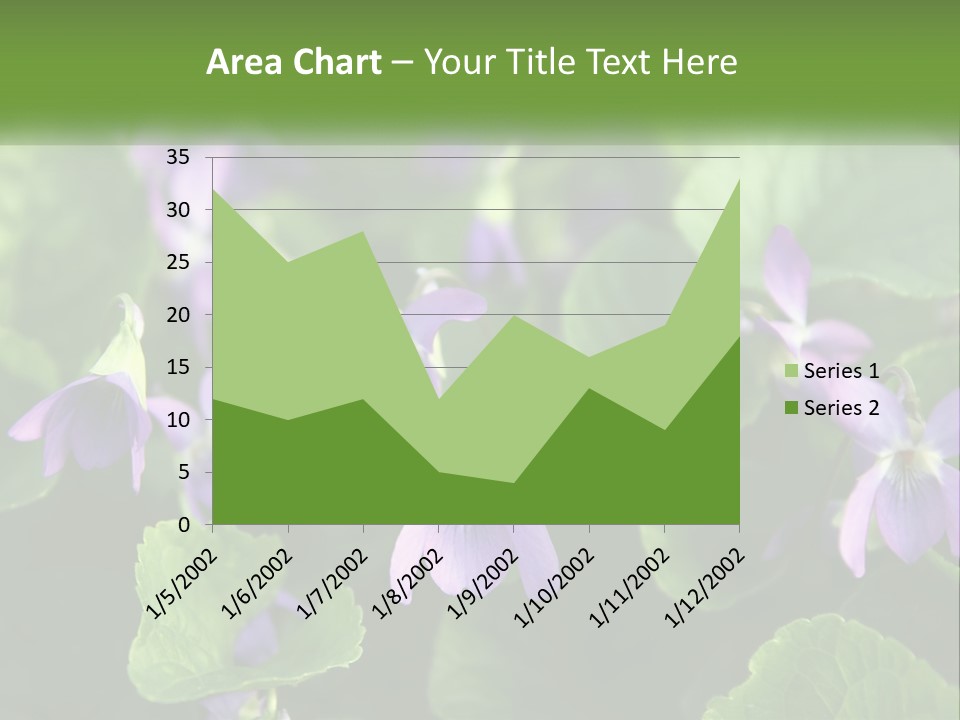 A Group Of Purple Flowers With Green Leaves PowerPoint Template