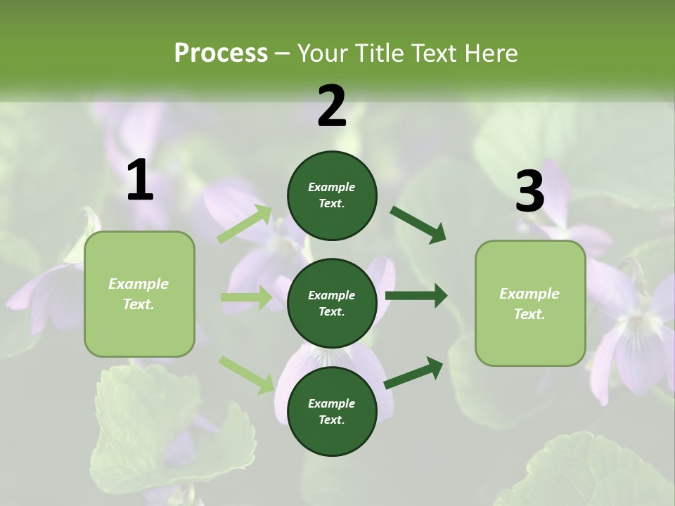 A Group Of Purple Flowers With Green Leaves PowerPoint Template