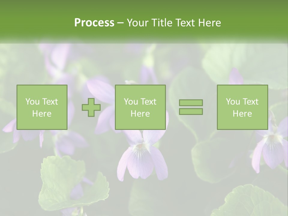 A Group Of Purple Flowers With Green Leaves PowerPoint Template