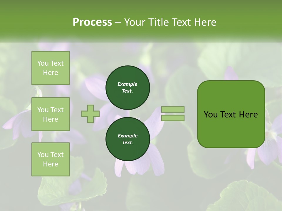 A Group Of Purple Flowers With Green Leaves PowerPoint Template