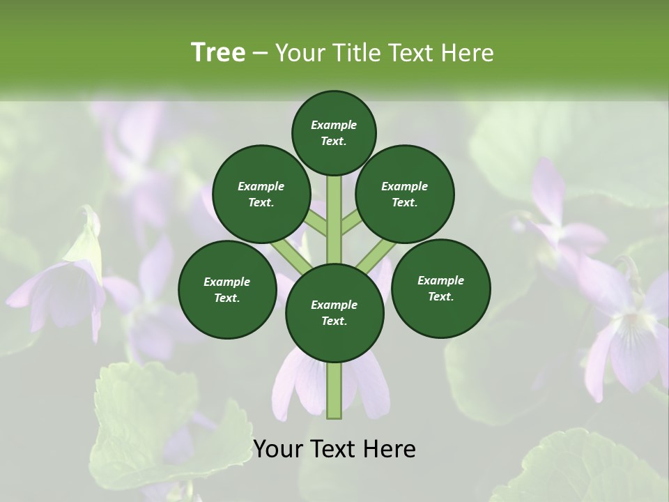 A Group Of Purple Flowers With Green Leaves PowerPoint Template