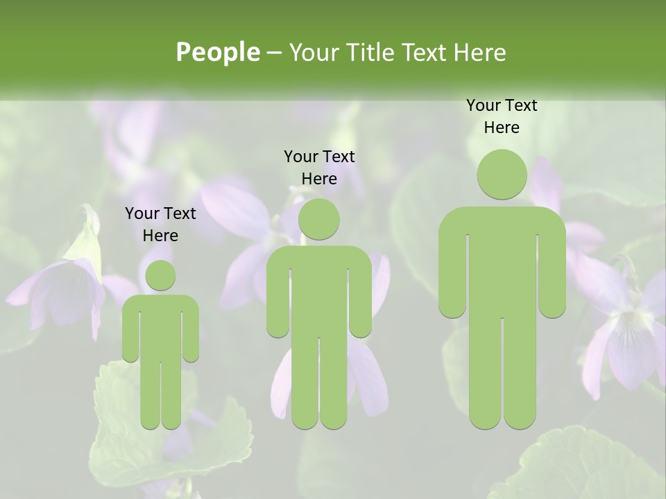 A Group Of Purple Flowers With Green Leaves PowerPoint Template