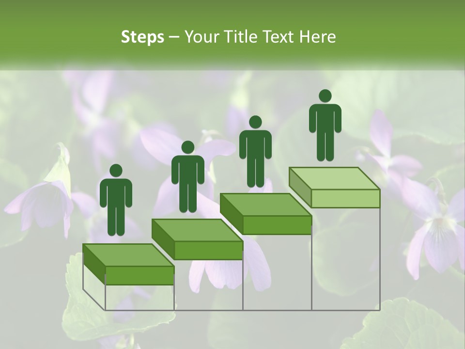 A Group Of Purple Flowers With Green Leaves PowerPoint Template