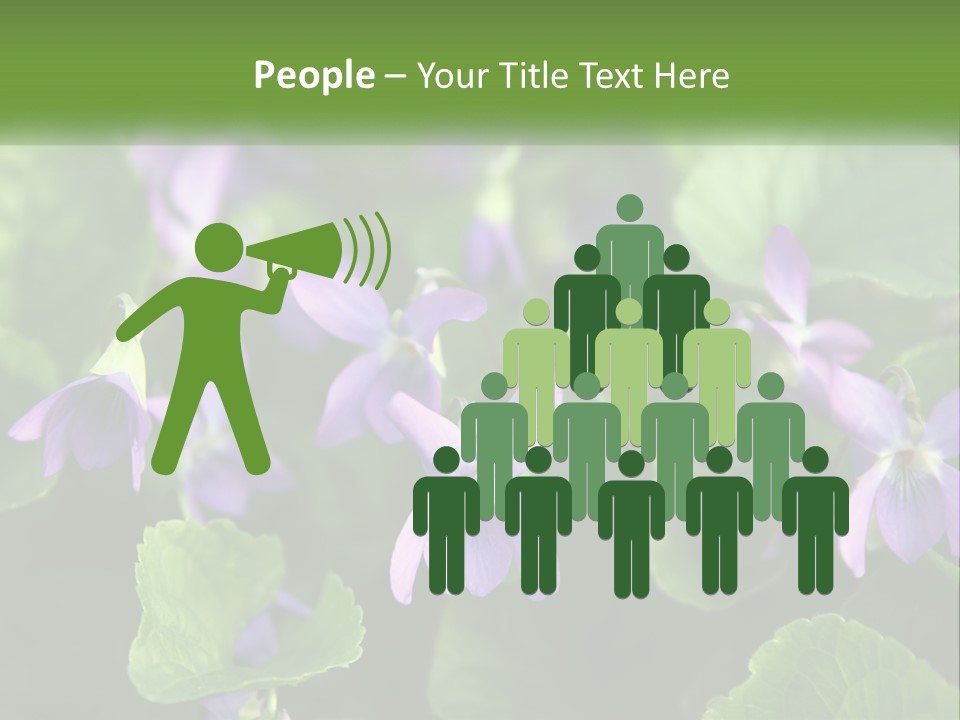 A Group Of Purple Flowers With Green Leaves PowerPoint Template
