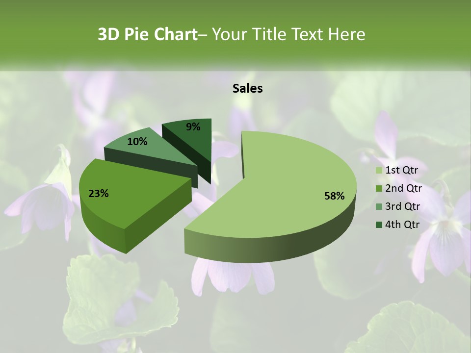 A Group Of Purple Flowers With Green Leaves PowerPoint Template