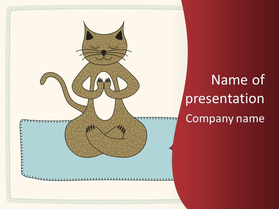A Brown Cat Sitting On Top Of A Blue Pillow PowerPoint Template