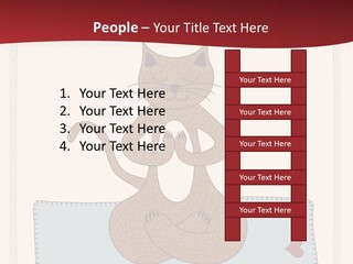 A Brown Cat Sitting On Top Of A Blue Pillow PowerPoint Template