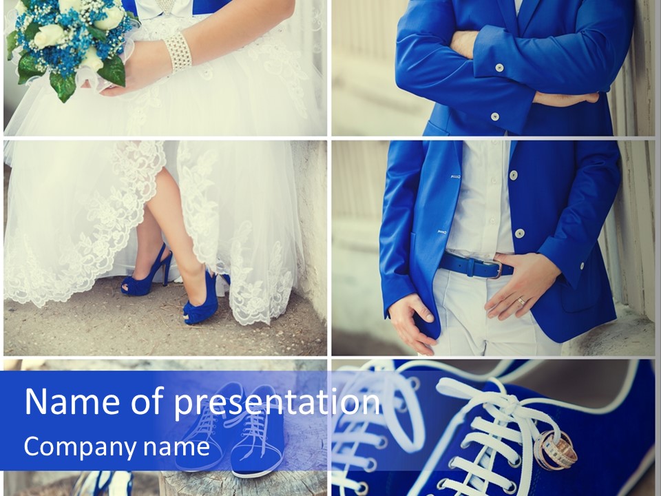 A Collage Of Photos Of A Bride And Groom PowerPoint Template