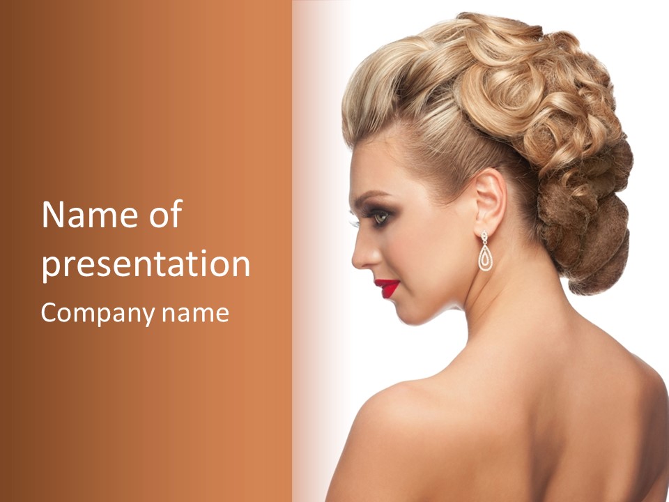 A Woman In A Dress With Her Hair In A Bun PowerPoint Template