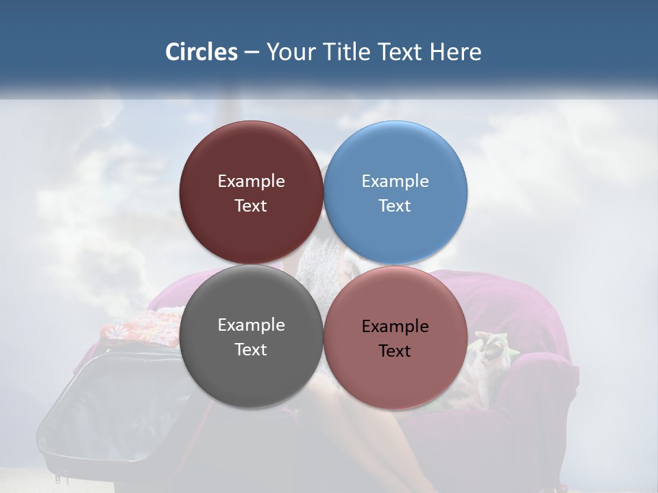 A Woman Sitting On A Couch With A Suitcase In Front Of The Eiffel PowerPoint Template