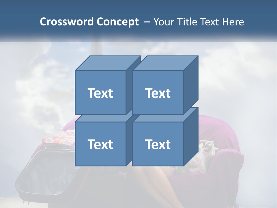 A Woman Sitting On A Couch With A Suitcase In Front Of The Eiffel PowerPoint Template