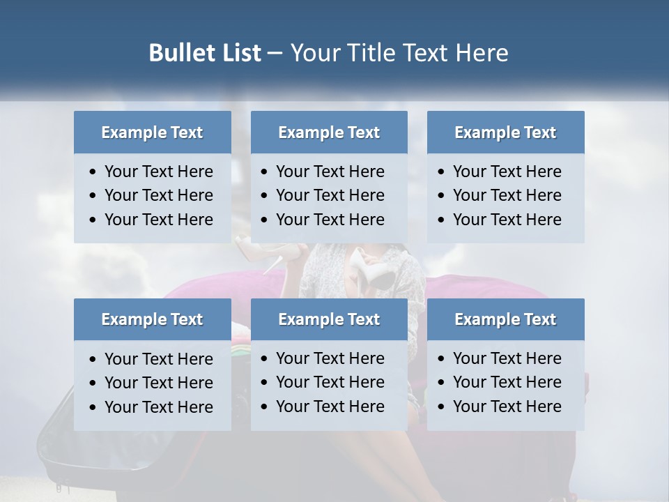 A Woman Sitting On A Couch With A Suitcase In Front Of The Eiffel PowerPoint Template