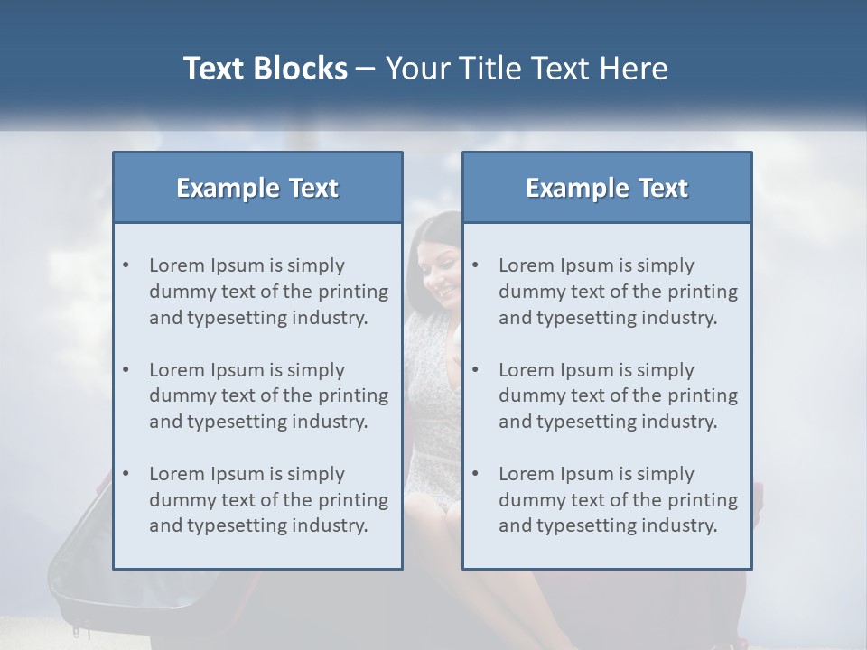 A Woman Sitting On A Couch With A Suitcase In Front Of The Eiffel PowerPoint Template
