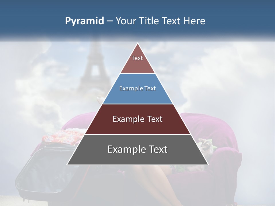 A Woman Sitting On A Couch With A Suitcase In Front Of The Eiffel PowerPoint Template