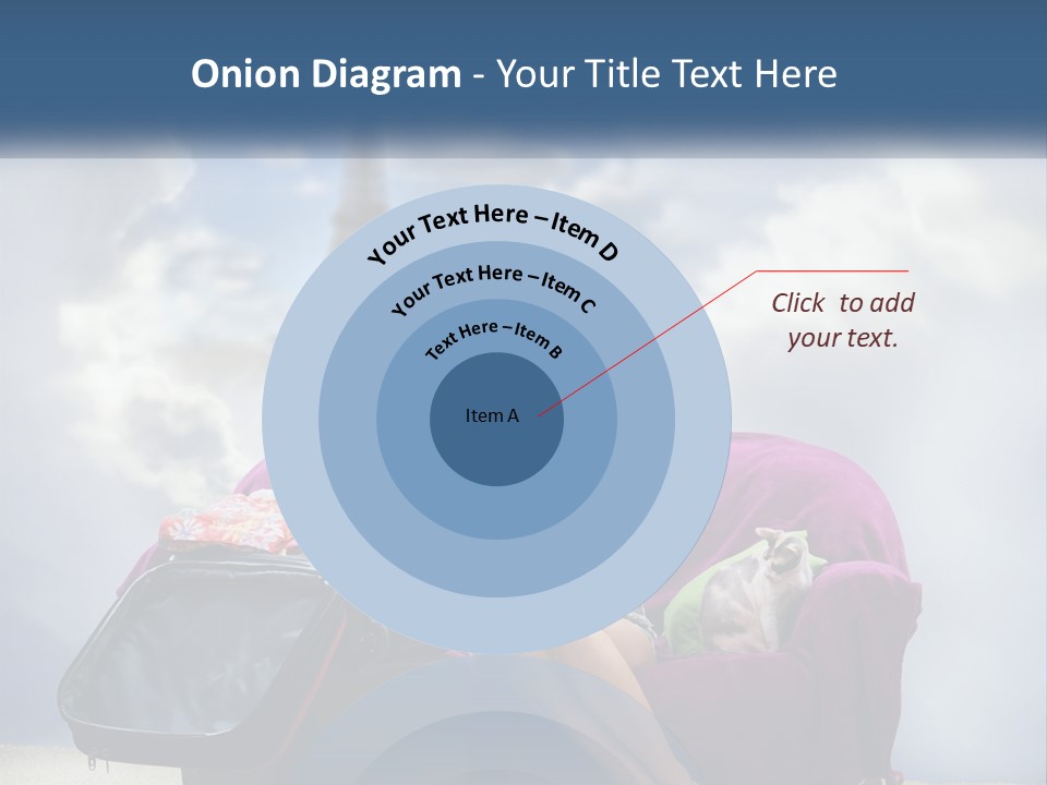 A Woman Sitting On A Couch With A Suitcase In Front Of The Eiffel PowerPoint Template