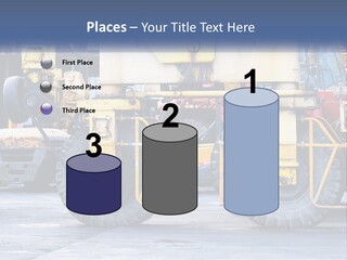 A Large Yellow Machine Is Parked In Front Of A Building PowerPoint Template