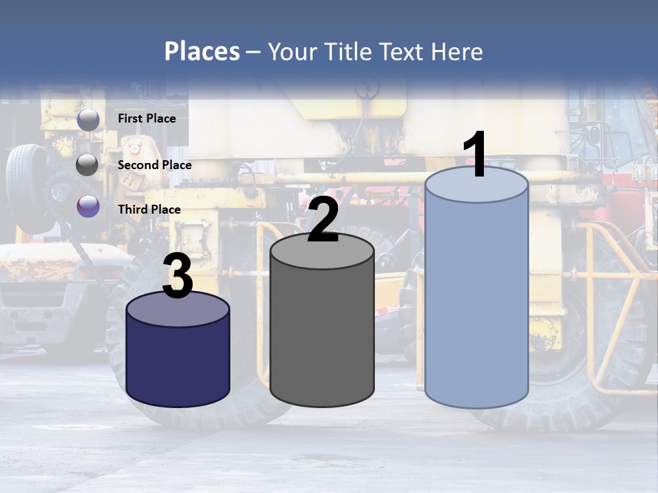 A Large Yellow Machine Is Parked In Front Of A Building PowerPoint Template